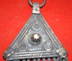 Vintage Old Original Antique White Metal Tribal Neck Ornament Chain Collectible