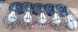 Vintage Old Retro Metal Olde Steam Punk Cage Lighting Set 5