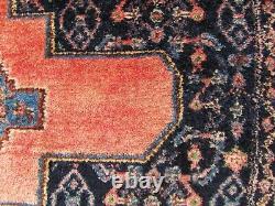 Vintage Old Traditional Hand Made Oriental Pink Blue Wool Large Rug 190x127cm