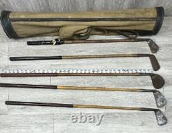 Vintage Old Unusual Wood Shaft Antique Golf Club Lot Mixed Various types