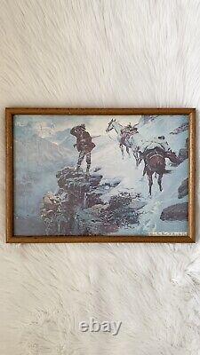 Vintage Old West Charles Russell framed decor set Antique Cowboys