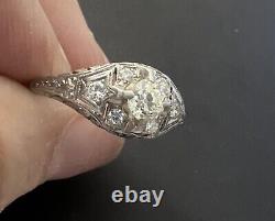 Vintage Platinum OLD MINE CUT Diamond ring size 10