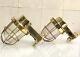 Vintage Reclaimed Original Brass Swan Old Antique Ship Wall Light Set of 2