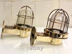 Vintage Reclaimed Original Brass Swan Old Antique Ship Wall Light Set of 2