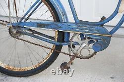 Vintage Schwinn Hornet Bicycle 1952 Blue tank horn balloon tire old bike antique