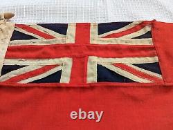 Vintage Sewn Red Ensign Nautical Flag Old Union Jack Antique 9 X 19.5