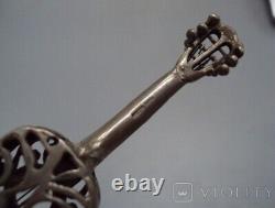 Vintage Silver 800 Figure Musical Guitar Openwork Sculpture Art Rare Old 20th