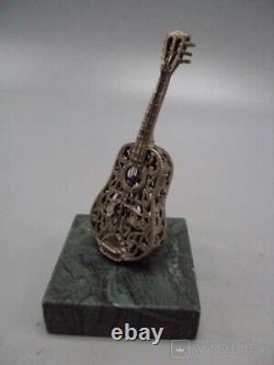 Vintage Silver 800 Figure Musical Guitar Openwork Sculpture Art Rare Old 20th