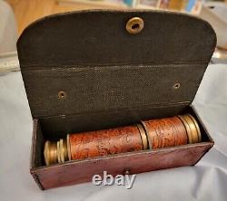 Vintage Telescope Antique Leather Case Space Stars Old Royal Navy Ship Retro