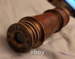 Vintage Telescope Antique Leather Case Space Stars Old Royal Navy Ship Retro
