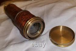 Vintage Telescope Antique Leather Case Space Stars Old Royal Navy Ship Retro