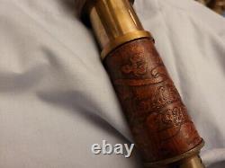 Vintage Telescope Antique Leather Case Space Stars Old Royal Navy Ship Retro