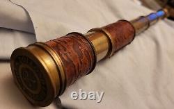 Vintage Telescope Antique Leather Case Space Stars Old Royal Navy Ship Retro