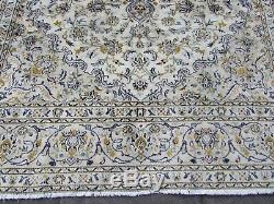 Vintage Worn Old Traditional Hand Made Rug Oriental White Wool Carpet 330x242cm