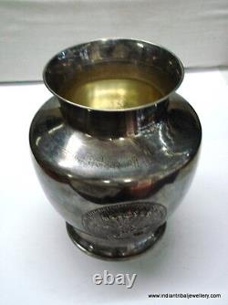 Vintage antique collectible old silver pot for abhishek in jain temple india