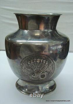 Vintage antique collectible old silver pot for abhishek in jain temple india