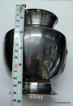 Vintage antique collectible old silver pot for abhishek in jain temple india