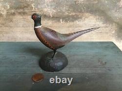 Vintage antique old wooden working Wendell Gilly MINI Pheasant decoy