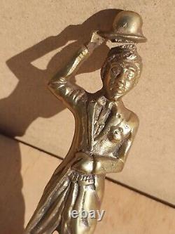 Vintage old Retro Antique Brass Figurine DecorativeDisplay 7.5 Charlie Chaplin