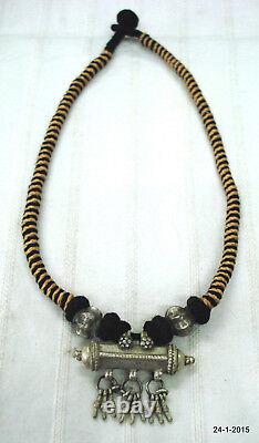 Vintage tribal old silver taviz amulet pendant necklace antique