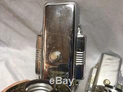 Vtg Chrome Brass Sconce Pair Cylinder Milk Glass Shades Old Art Deco 227-18E