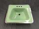 Vtg Drop In Jadeite Green Porcelain Ceramic Bathroom Sink Old Lavatory 808-17E