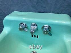 Vtg Mid Century Deco Jadeite Ming Green Bathroom Set Old Tub Sink Toilet 123-21E