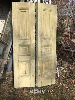 Vtg Pair 1800's Old Wooden Window Shutters Architectural Salvage 68in x 17.5in