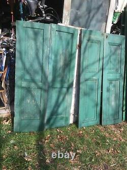Vtg Pair Shabby Old Wooden Window Shutters Architectural Salvage Screen 54 x15