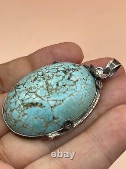 Wonderful antique Tibetan unique turquoise stone old Silver pendant