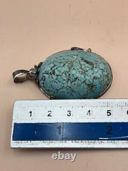 Wonderful antique Tibetan unique turquoise stone old Silver pendant