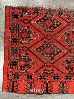 Wonderful old antique Turkmen Ersari Bashir Chuval rug 2.7x4.1 ft