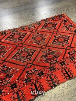 Wonderful old antique Turkmen Ersari Bashir Chuval rug 2.7x4.1 ft