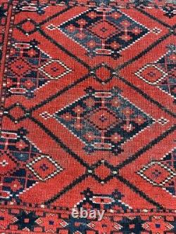 Wonderful old antique Turkmen Ersari Bashir Chuval rug 2.7x4.1 ft