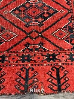 Wonderful old antique Turkmen Ersari Bashir Chuval rug 2.7x4.1 ft