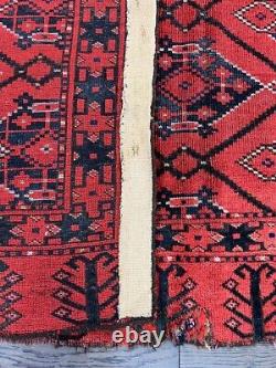 Wonderful old antique Turkmen Ersari Bashir Chuval rug 2.7x4.1 ft