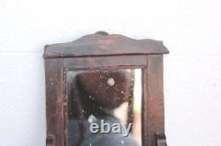 Wooden Mirror Frame with Cupboard Handcarved Old Vintage Antique