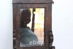 Wooden Mirror Frame with Cupboard Handcarved Old Vintage Antique